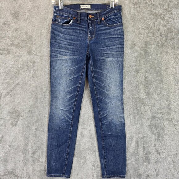 Madewell Denim - Madewell Skinny Skinny Jeans Womens 27 Blue Stretch Distressed Denim Mid Rise
